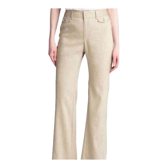 Gap High Rise Baby Boot Cut Linen Blend Trouser Pants, 16 - Picture 1 of 10